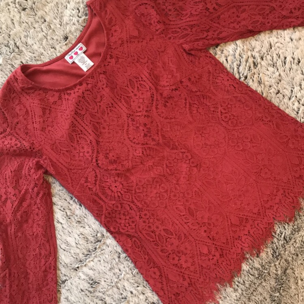 Salmon Lace Top